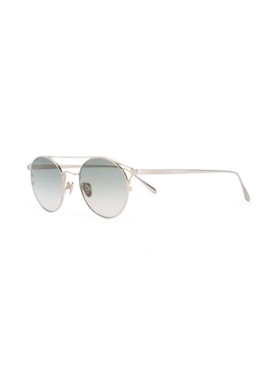 Shop Linda Farrow Round Aviator Sunglasses In Silver