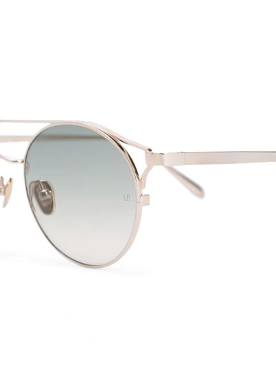 Shop Linda Farrow Round Aviator Sunglasses In Silver