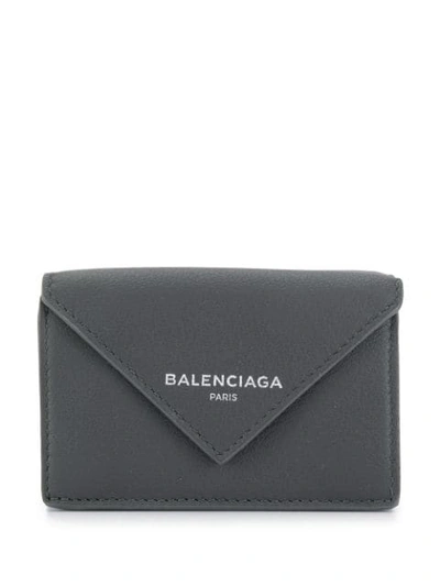 Shop Balenciaga Bal Papier Mini Wallet In Grey