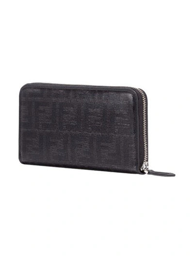 Shop Fendi Zip-around Ff Motif Wallet In Black