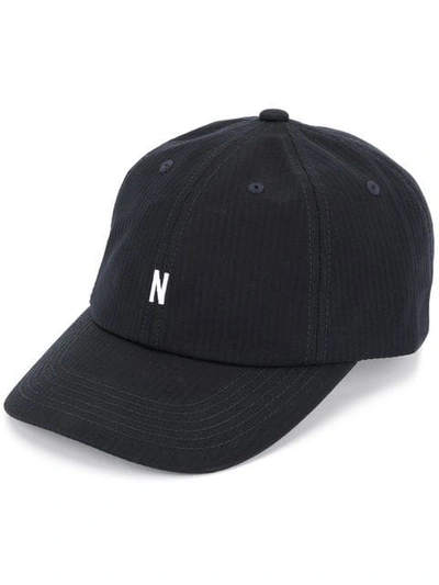 Shop Norse Projects Contrast Logo Baseball Cap In Blue