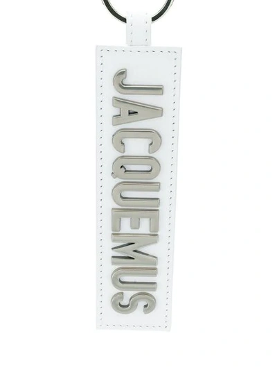 Shop Jacquemus Logo Plaque Keyring In White