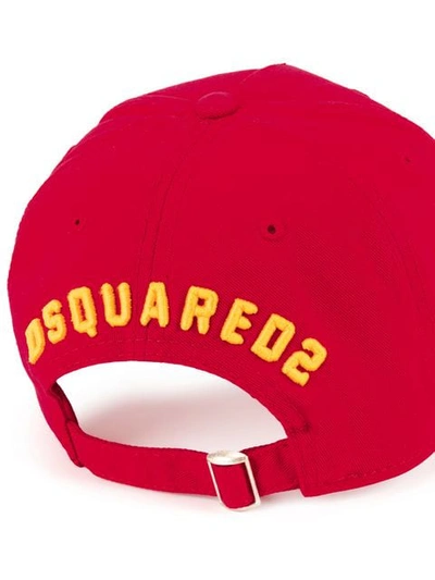 Shop Dsquared2 Icon Embroidered Baseball Cap In Red