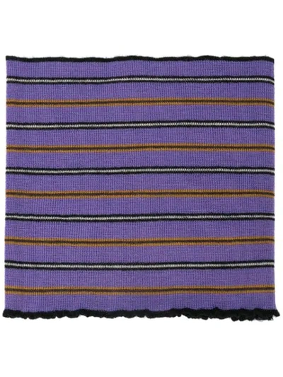 Shop Lanvin Striped Polo Scarf In Purple