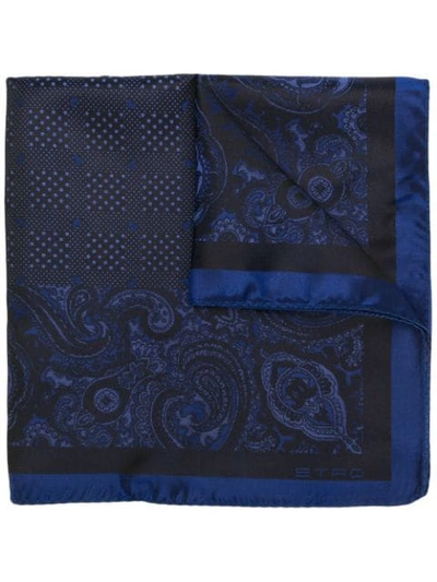 Shop Etro Paisley Embroidered Scarf - Blue