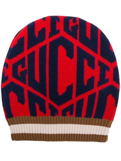 Shop Gucci Fitted Logo Hat In Red