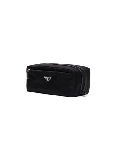 Shop Prada Logo Plaque Wash Bag In Black