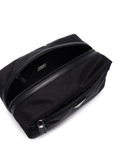 Shop Prada Logo Plaque Wash Bag In Black