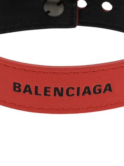 Shop Balenciaga Logo Embossed Cuff In Red