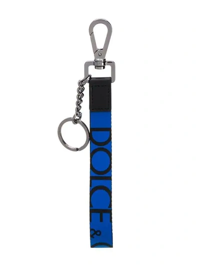 Shop Dolce & Gabbana Logo Keychain In Blue