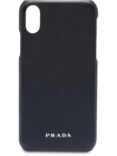 Shop Prada Leather Iphone X Case In Black