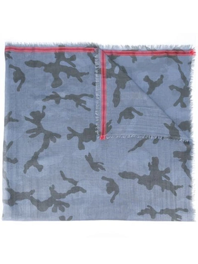 Shop Valentino Garavani Camouflage Scarf In Blue