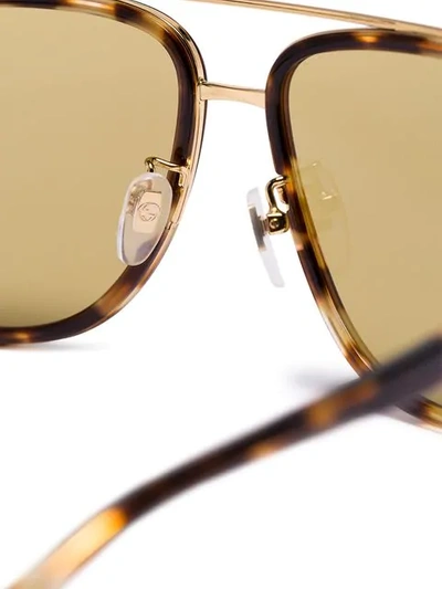 Shop Gucci Yellow And Brown Tortoise Sunglasses