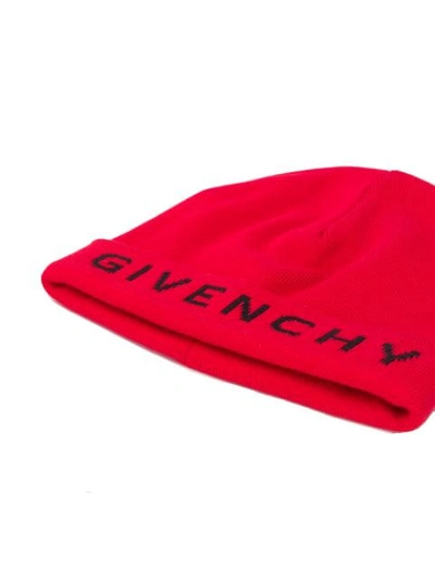 Shop Givenchy Logo Printed Beanie In Red