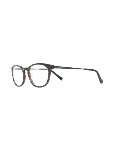 Shop Pierre Cardin Eyewear Oval Frame Glasses In Brown