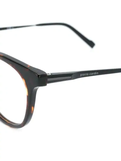 Shop Pierre Cardin Eyewear Oval Frame Glasses In Brown