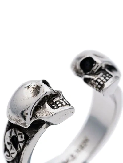 Shop Alexander Mcqueen Silver Skull Half Ring