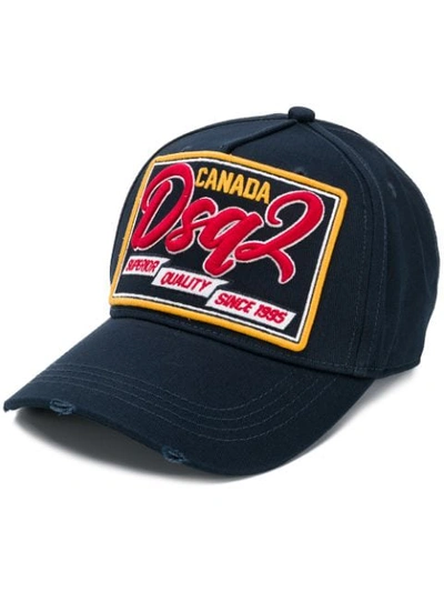 Shop Dsquared2 Logo Patch Baseball Cap In 3073  Blue