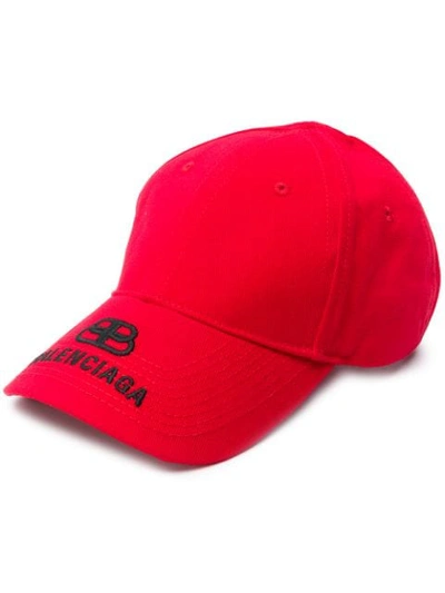 Shop Balenciaga Bb Baseball Cap In Red