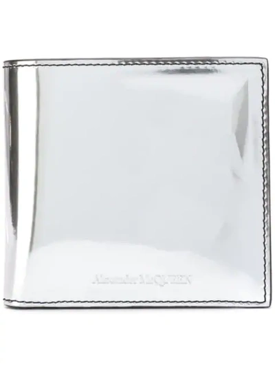 Shop Alexander Mcqueen Mirrored Star Bifold Wallet In Silver