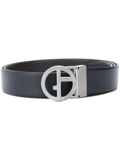 Shop Giorgio Armani Logo Buckle Belt In Black