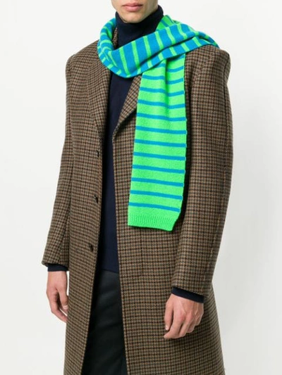 Shop Ps By Paul Smith Reversible Neon Stripe Scarf In Green