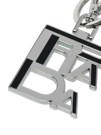 Shop Prada Metal Logo Keychain In Metallic