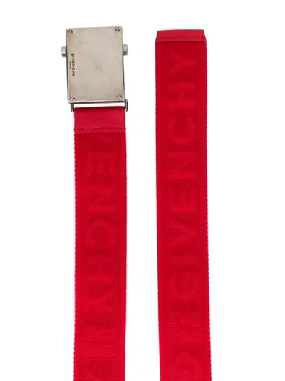Shop Givenchy Logo Plaque Belt In Red