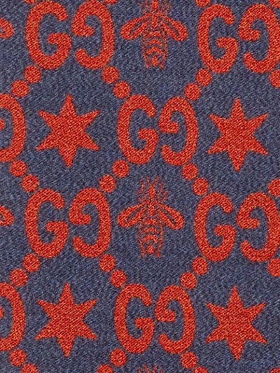 Shop Gucci Bees And Stars Gg Jacquard Scarf In Blue