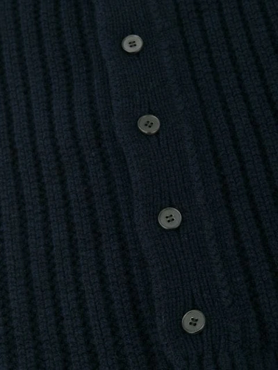 JIL SANDER 条纹粗绞花针织围巾 - 蓝色
