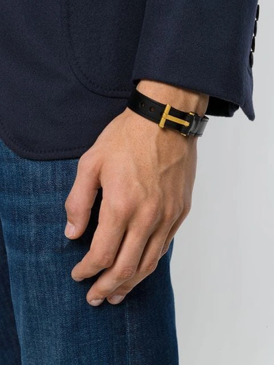 Shop Tom Ford Buckle Detail Bracelet In Black