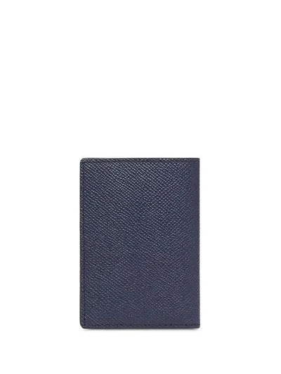 Shop Burberry Grainy Leather Bifold Card Case In Blue