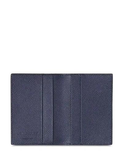 Shop Burberry Grainy Leather Bifold Card Case In Blue