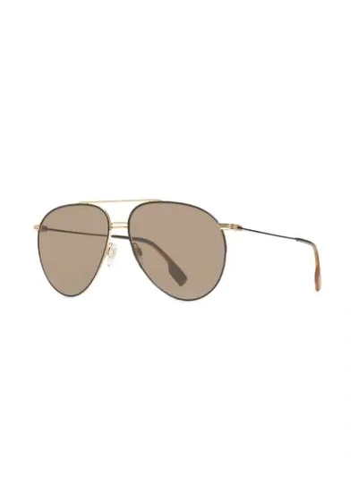 Shop Burberry Top Bar Detail Pilot Sunglasses In Brown