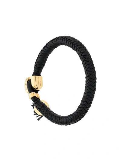 Shop Versace Gewebtes 'medusa' Armband In Black