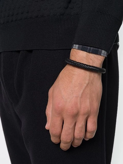 Shop Versace Gewebtes 'medusa' Armband In Black