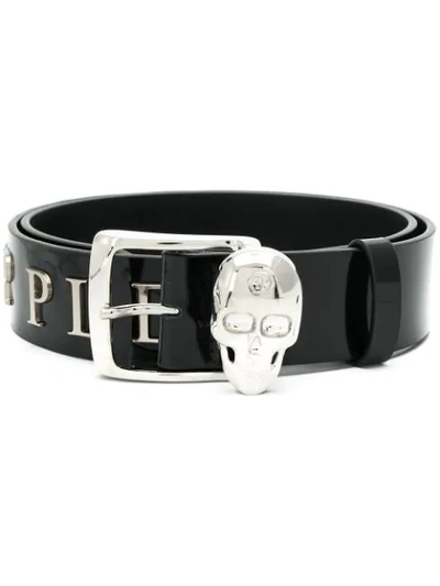 Shop Philipp Plein Skull Detail Belt - Black