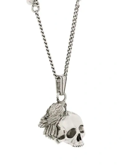 Shop Alexander Mcqueen Skull And Bird Charm Necklace In Metallic