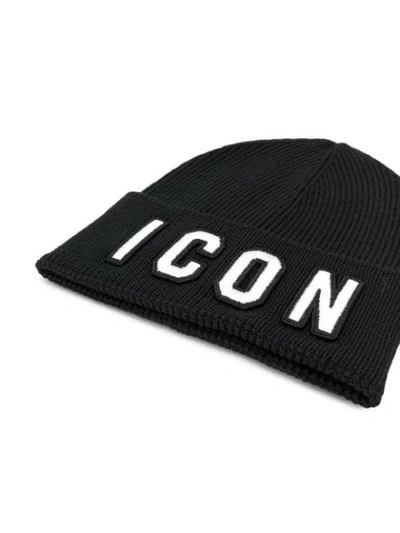Shop Dsquared2 Icon Embroidered Beanie In Black