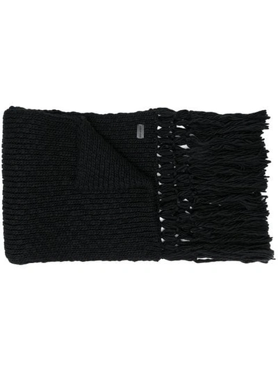 Shop Saint Laurent Knitted Scarf In Black