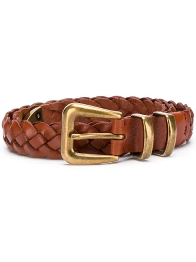 Shop Brunello Cucinelli Interwoven Leather Belt In Brown