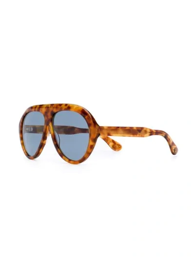 Shop Gucci Aviator Frame Sunglasses In Brown
