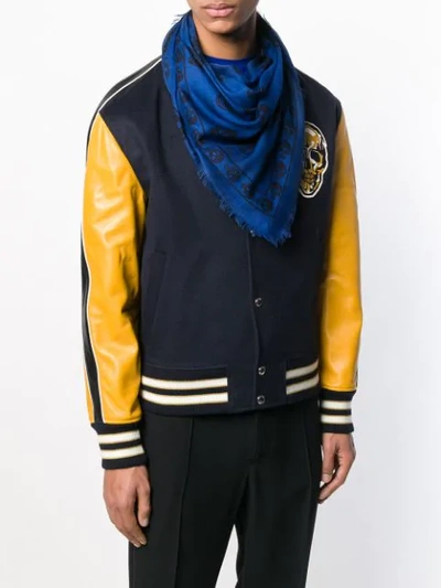 Alexander Mcqueen Skull Print Modal And Silk-blend Scarf In Blue