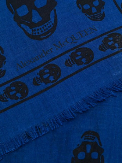 Alexander Mcqueen Skull Print Modal And Silk-blend Scarf In Blue