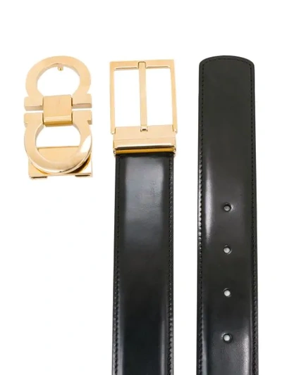 Shop Ferragamo Double Buckle Belt In Black
