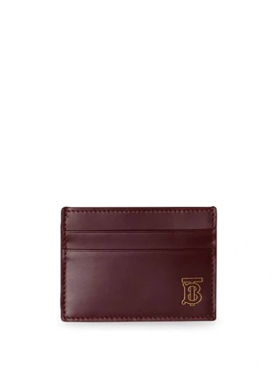 Shop Burberry Monogram Motif Leather Card Case In Red