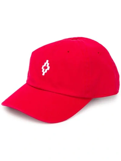 Shop Marcelo Burlon County Of Milan Embroidered Logo Baseball Cap In Red