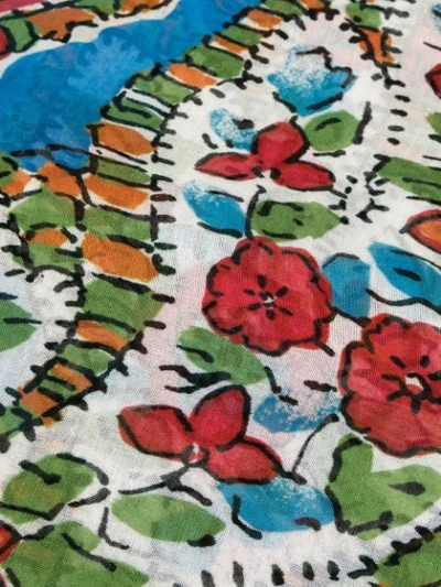 Shop Yohji Yamamoto Floral Print Scarf - Multicolour
