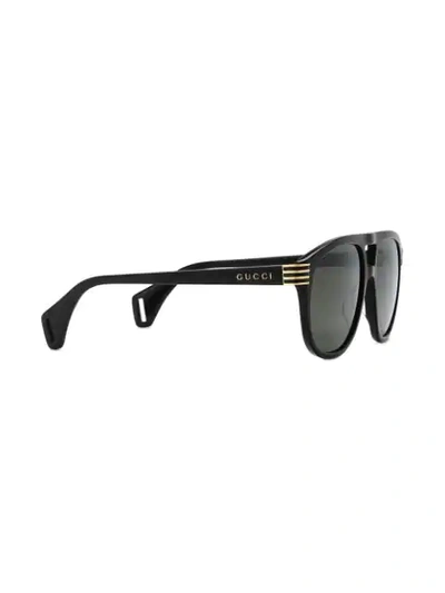 Shop Gucci Aviator Sunglasses In Black