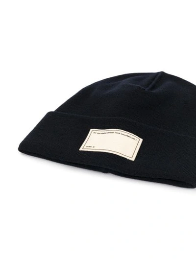 Shop Oamc Front Patch Knitted Beanie In Black